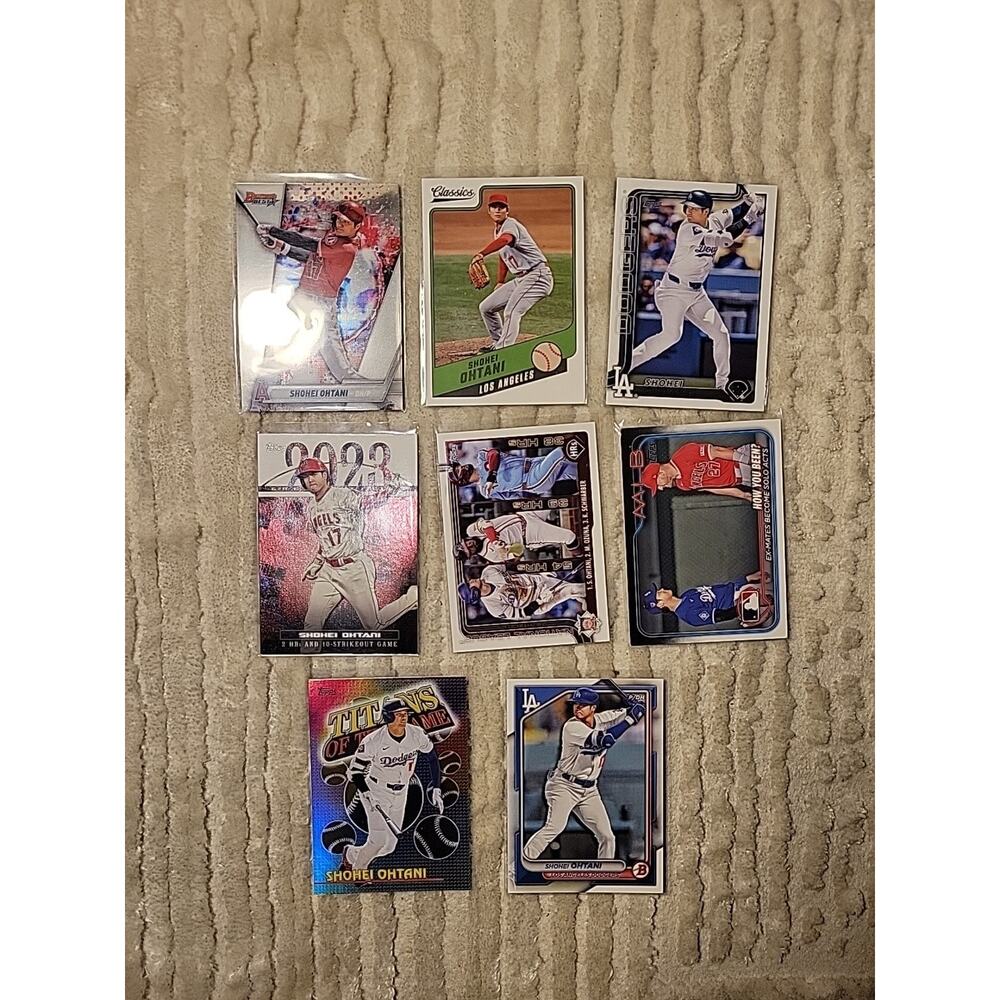 Shohei Ohtani Baseball Card Lot of 8 Cards Los Angeles Angels Dodgers Topps